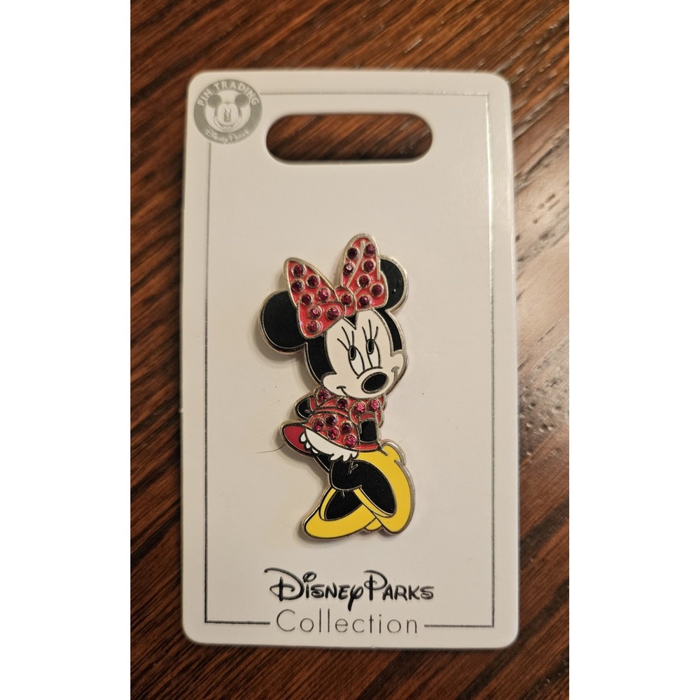 Disney Parks Minnie Mouse Classic Jeweled Red Bow & Dress Trading Pin